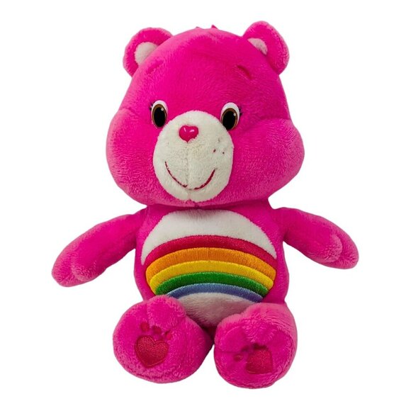 Care Bears Cheer Bear Plush Hot Pink Rainbow Stomach 2014 Just Play Soft Toy 10" - Picture 2 of 10